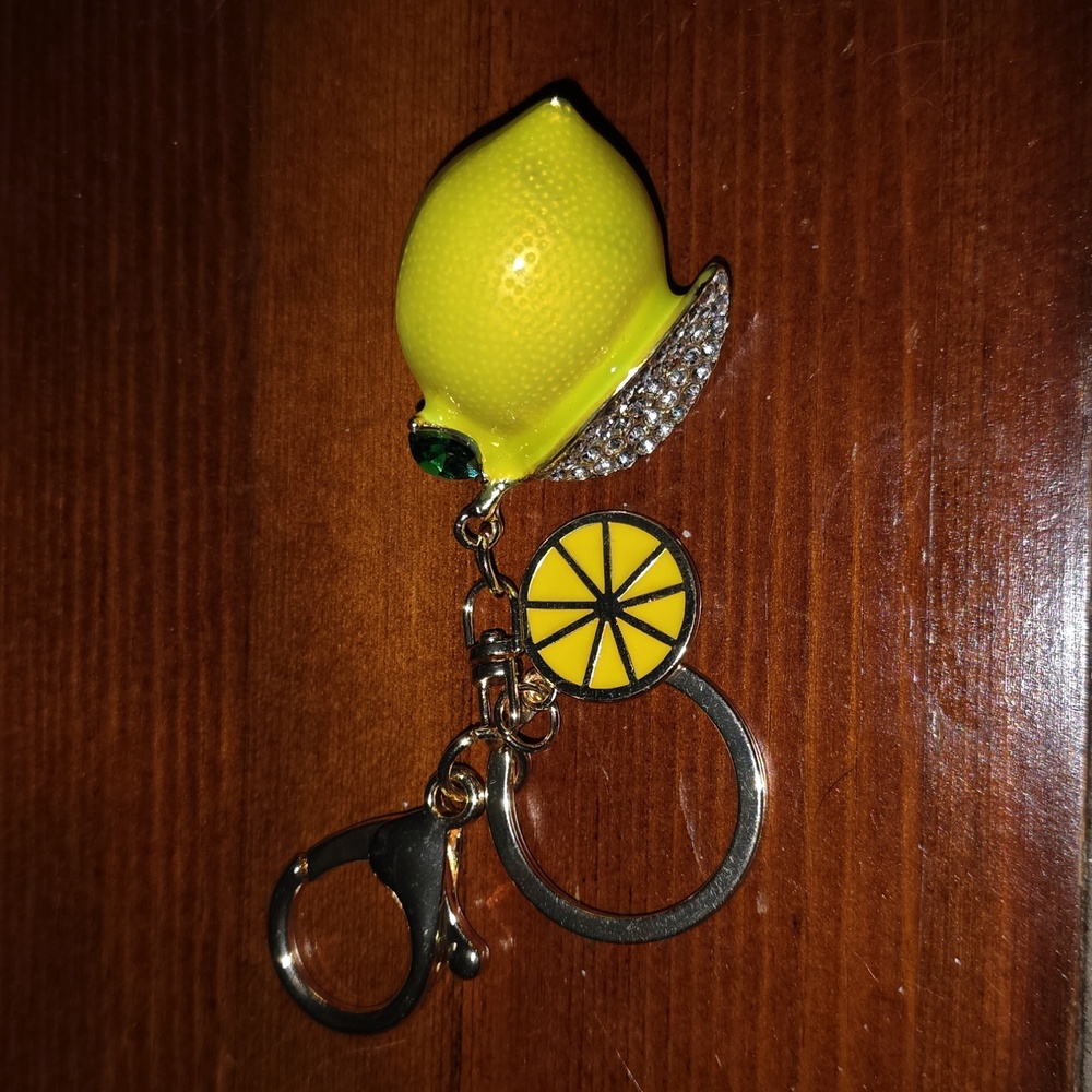 Yellow Lemon Keychain with Rhinestones Bagcharm